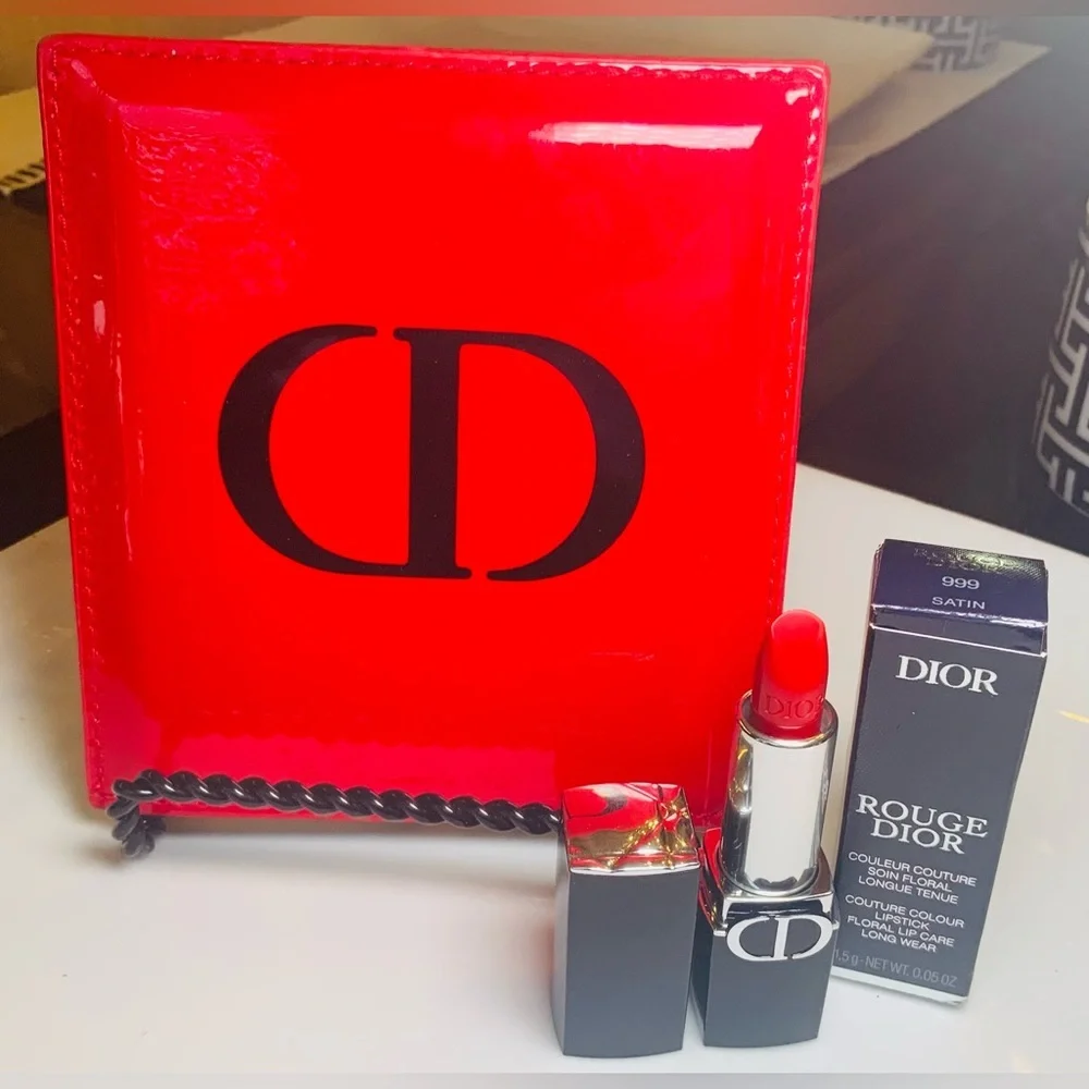 “HostPick” Dior Beaute Mirror Red/Black Pouch and lipstick-Limited Edition NEW